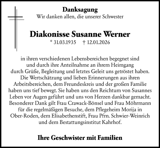 Traueranzeige von Susanne Werner von Darmstädter Echo