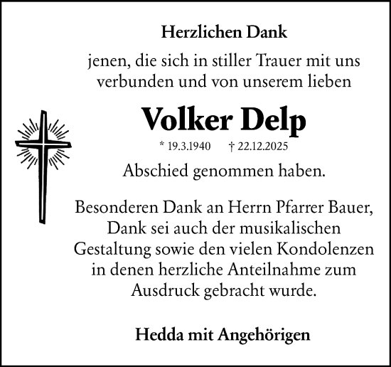 Traueranzeige von Volker Delp von Darmstädter Echo
