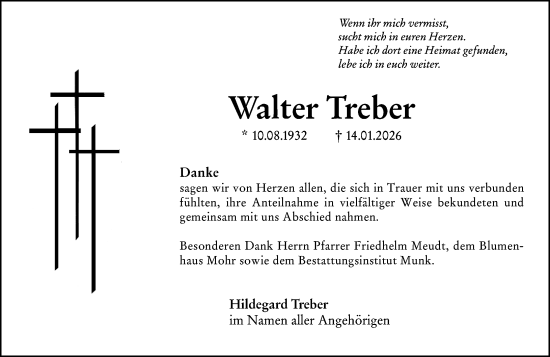 Traueranzeige von Walter Treber von Hochheimer Zeitung