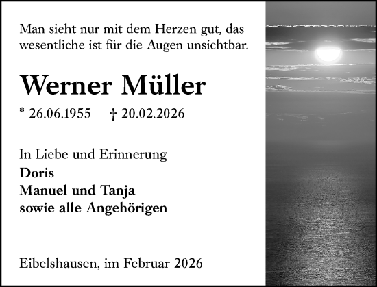 Traueranzeige von Werner Müller von Dill Block