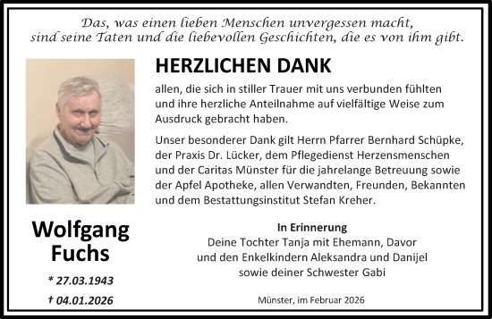Traueranzeige von Wolfgang Fuchs von Dieburger Anzeiger/Groß-Zimmerner Lokal-Anzeiger