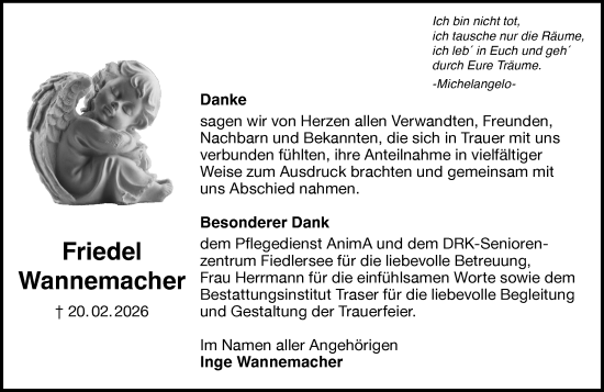 Traueranzeige von Friedel Wannemacher von Darmstädter Echo