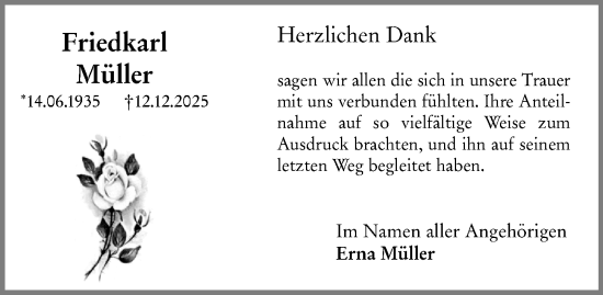 Traueranzeige von Friedkarl Müller von Binger-/Ingelheimer Wochenblatt