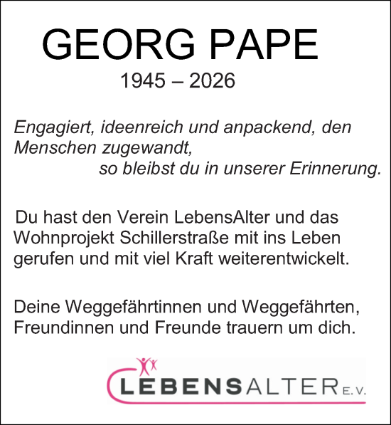 Traueranzeige von Georg Pape von Rüsselsheimer Echo