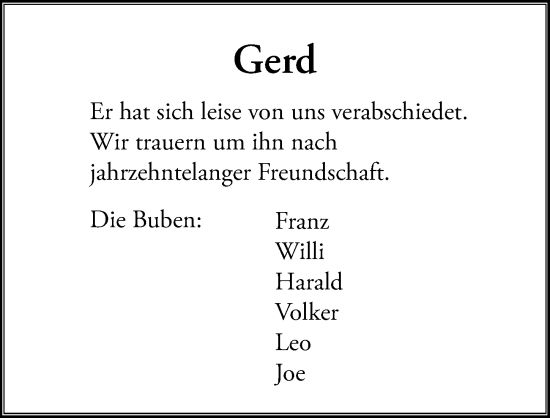 Traueranzeige von Gerd Häuser von Wiesbadener Kurier