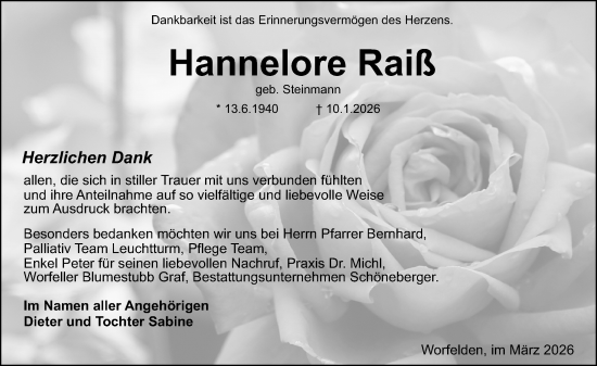 Traueranzeige von Hannelore Raiß von Groß-Gerauer Echo