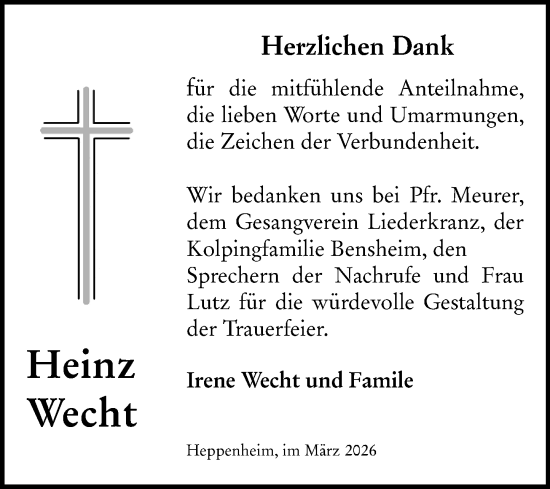 Traueranzeige von Heinz Wecht von Starkenburger Echo
