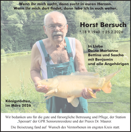 Traueranzeige von Horst Bersuch von Rüsselsheimer Echo