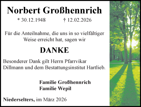 Traueranzeige von Norbert Großhennrich von Camberger Anzeiger