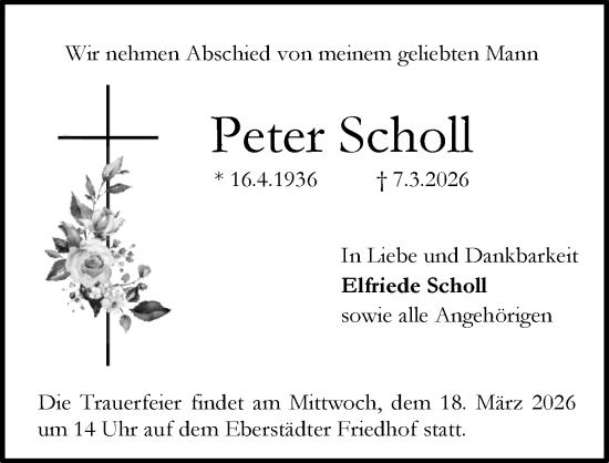 Traueranzeige von Peter Scholl von Darmstädter Echo