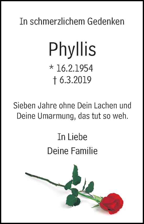 Traueranzeige von Phyllis Gröschel von Allgemeine Zeitung Mainz