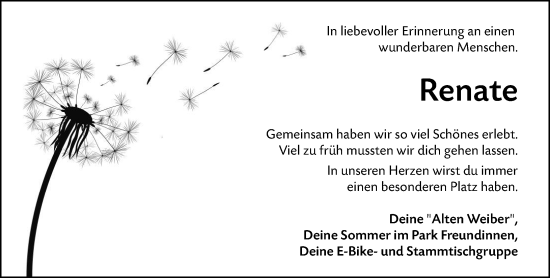 Traueranzeige von Renate Wicht von Camberger Anzeiger