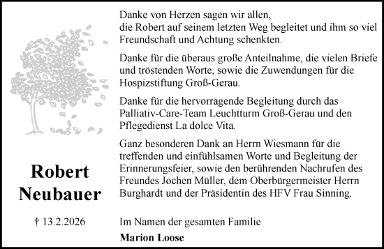 Traueranzeige von Robert Neubauer von Rüsselsheimer Echo