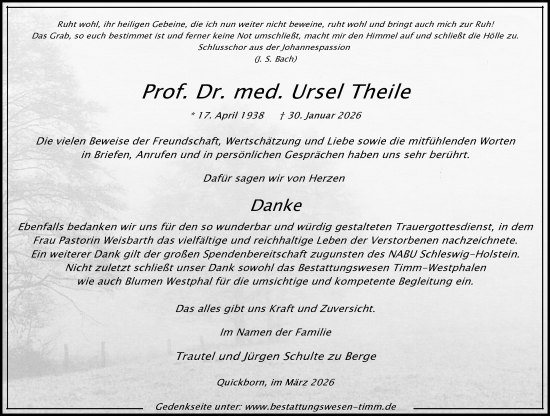 Traueranzeige von Ursel Theile von Allgemeine Zeitung Mainz