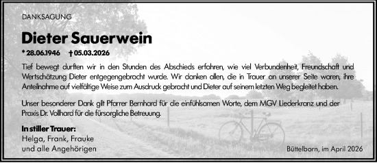 Traueranzeige von Dieter Sauerwein von Groß-Gerauer Echo