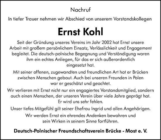 Traueranzeige von Ernst Kohl von Starkenburger Echo