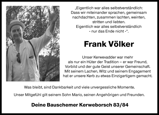 Traueranzeige von Frank Volker von Rüsselsheimer Echo