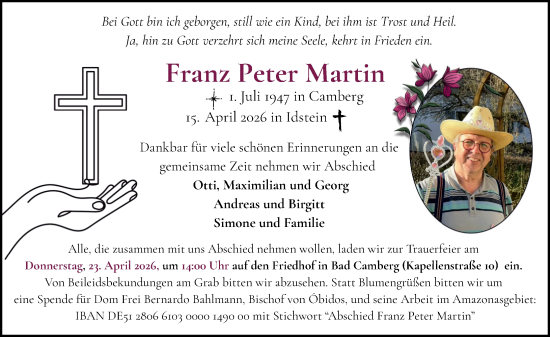 Traueranzeige von Franz Peter Martin von Nassauische Neue Presse