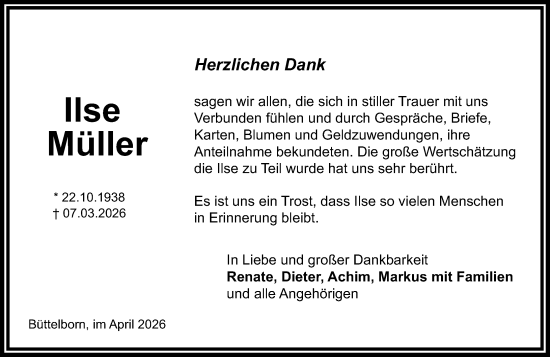 Traueranzeige von Ilse Müller von Groß-Gerauer Echo