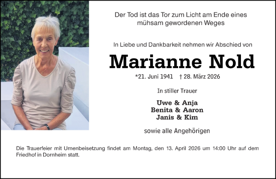 Traueranzeige von Marianne Nold von Groß-Gerauer Echo