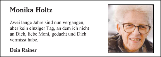 Traueranzeige von Monika Holtz von Hochheimer Zeitung
