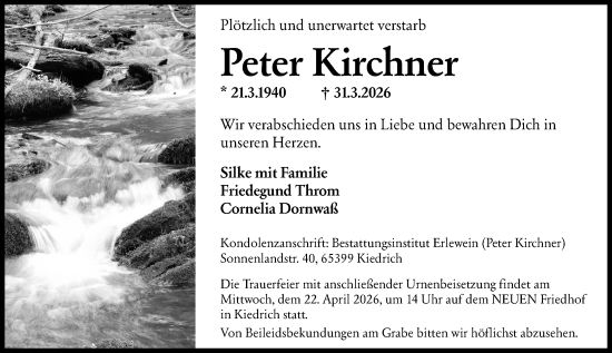 Traueranzeige von Peter Kirchner von Rheingau Kurier