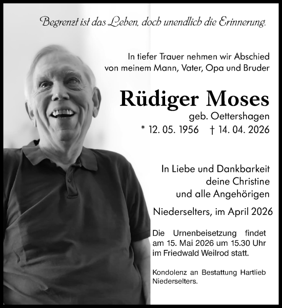 Traueranzeige von Rüdiger Moses von Camberger Anzeiger