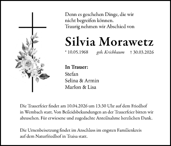 Traueranzeige von Silvia Morawetz von Darmstädter Echo