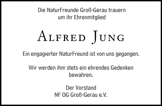 Traueranzeige von Alfred Jung von Groß-Gerauer Echo