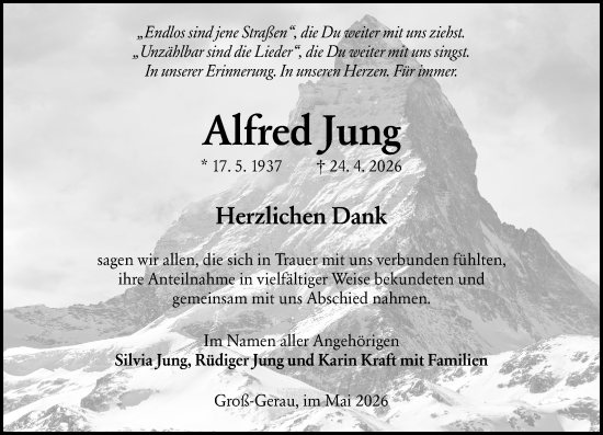 Traueranzeige von Alfred Jung von Groß-Gerauer Echo