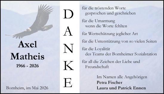 Traueranzeige von Axel Matheis von Allgemeine Zeitung Alzey