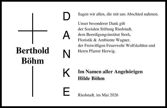 Traueranzeige von Berthold Böhm von Groß-Gerauer Echo