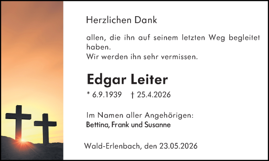 Traueranzeige von Edgar Leiter von Starkenburger Echo