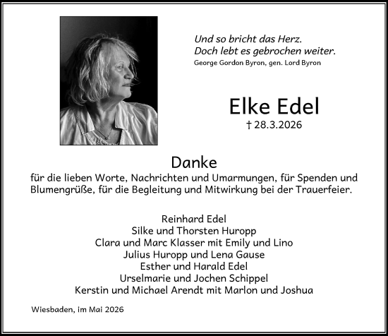 Traueranzeige von Elke Edel von Wiesbadener Kurier