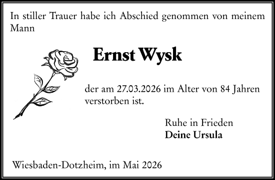 Traueranzeige von Ernst Wysk von Wiesbadener Kurier