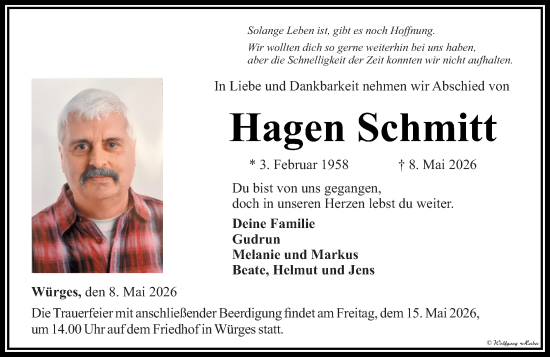 Traueranzeige von Hagen Schmitt von Camberger Anzeiger