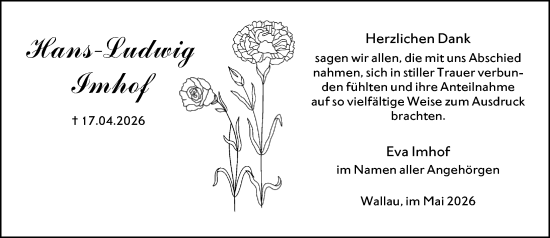 Traueranzeige von Hans-Ludwig Imhof von Hinterländer Anzeiger