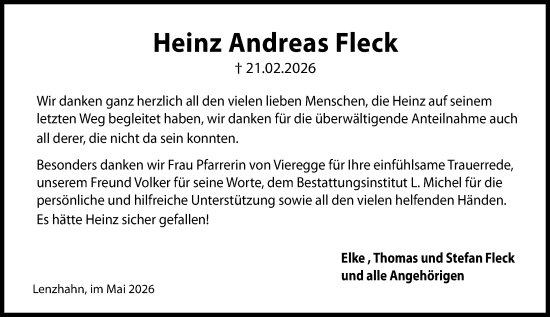 Traueranzeige von Heinz Andreas Fleck von Idsteiner Land/Untertaunus