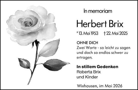 Traueranzeige von Herbert Brix von Darmstädter Echo