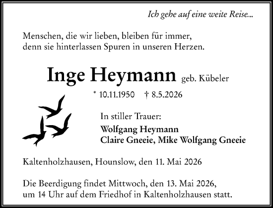 Traueranzeige von Inge Heymann von Nassauische Neue Presse