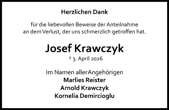Traueranzeige von Josef Krawczyk von Allgemeine Zeitung Mainz
