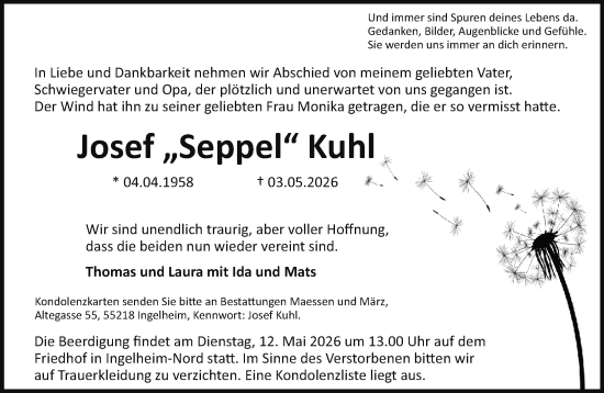 Traueranzeige von Josef Kuhl von Allgemeine Zeitung Rheinhessen-Nahe