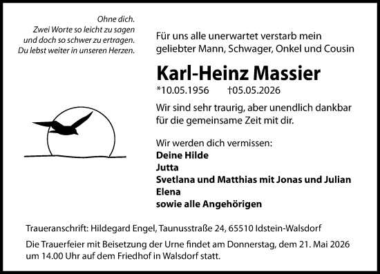 Traueranzeige von Karl-Heinz Massier von Camberger Anzeiger
