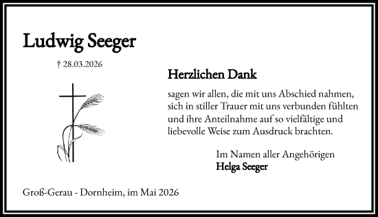 Traueranzeige von Ludwig Seeger von Groß-Gerauer Echo