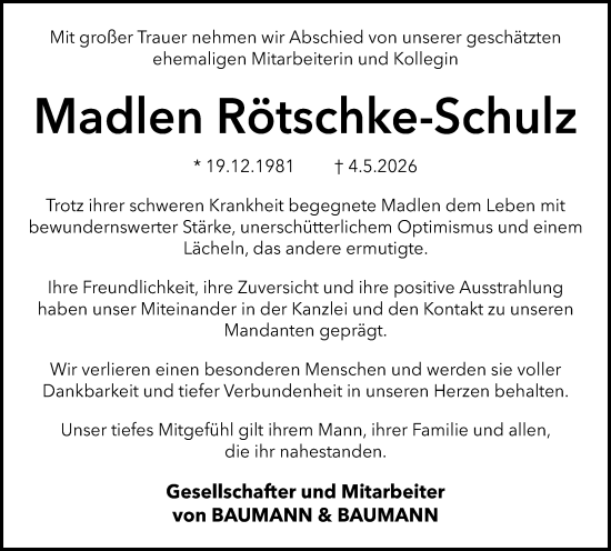 Traueranzeige von Madlen Rötschke-Schulz von Darmstädter Echo