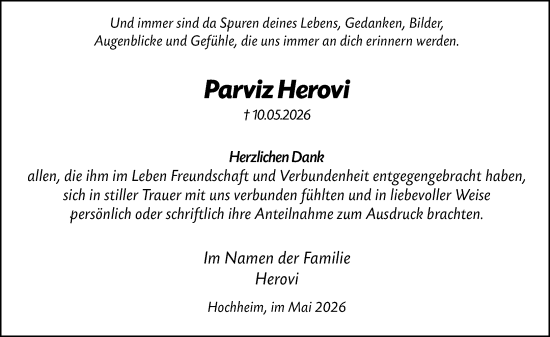 Traueranzeige von Parviz Herovi von Hochheimer Zeitung
