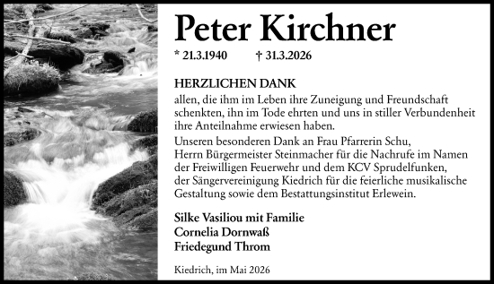 Traueranzeige von Peter Kirchner von Rheingau Kurier
