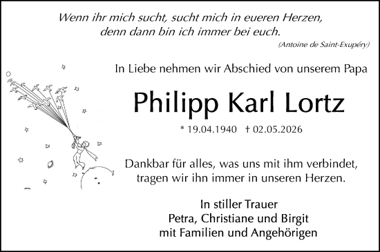 Traueranzeige von Philipp Karl Lortz von Odenwälder Echo