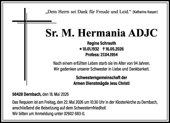 Traueranzeige von Regina Schrauth von Nassauische Neue Presse