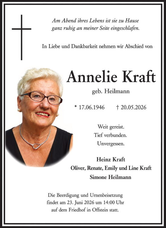Traueranzeige von Annelie Kraft von Wormser Zeitung